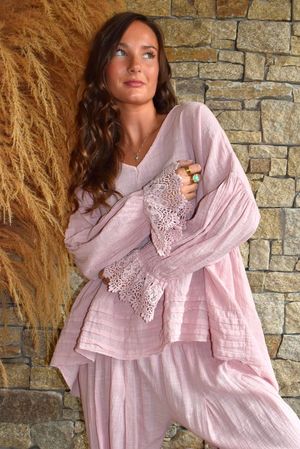 Sundaze Cheesecloth Vintage Artist Smock Rose